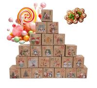 Arroopu Countdown Calendar Boxes Empty - Christmas 24 Days Advent Holiday Supplies - Decorative Boxes with Number | for Family Kids Adults Living Room Bedroom Fireplace Table Window Party