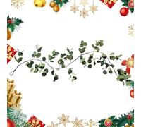 Arroopu Eucalyptus Garland for Table, 5.9ft Lighted Artificial Eucalyptus Garland, Faux Vine Battery Operated Lights for Stairs Home Fireplace Outdoor Party Indoor Mantle Porch