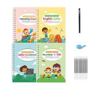Arroopu Grooves Writing Practice - Grooved Writing Books for Kids | 1 Set Workbooks Grooved for Tracing Letter Learn to Write Office Kindergarten Preschool Children Ages 3-8