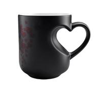 Arroopu Heart-Shaped Color Changing Magics Ceramic Mug Funny Color Changing Coffee Cup with Handle That Reveals Surprise Design When Filled with Hot Beverage Romantic Gift for Couples