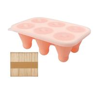 Arroopu Ice Pop Mold | 6-Cavity Leak-Proof Easy Release,Silicone Ice Mold with Wood Sticks | for Baking Chocolate Mousse Brownie Gummy Fondant Cake Pudding