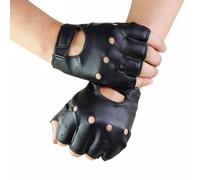 Arroopu Punk Gloves Men | PU Leather Gothic Black Biker Gloves,Breathable Fashion Costume Outfits for Gym Cycling Fitness Training Singing Stage Performance Music Festival Driving Cosplay