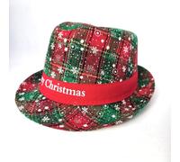 Arroopu Ugly Sweater Fedora Hat | Christmas Fedora Hats For Men | Checked Print Christmas Celebration Hat | For Family Men Women Teens Party Winner Holiday Indoor Outdoor