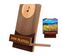 Arroopu Vinyl Record Stand, Wooden Vinyl Record Holder Display Stand - Showcase Your Now Playing Album Cover - Minimalistic & Elegant Holder Design- Compatible With All CDs & LPs
