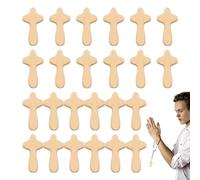 Arrovarp 1Pack/24Pack Pine Prayer Cross | Wooden Prayer Cross for Hand | Small Hand Held Pine Wooden Cross | Small Wooden Crosses in Bulk | Palm Cross for Praying
