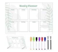 Arrovarp 30×20cm Weekly Planner Board for Wall with 6 Markers, Acrylic Dry Whiteboard, Weekly Desktop Whiteboard with Stand, Weekly, Undated Weekly Planning Whiteboard