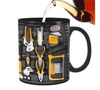 Arrovarp 350ML 9.5x8cm Mechanic Toolbox Mug - Black Ceramic Tea Cup, Large Toolbox Coffee Cup for Beer, Whiskey, Water, Soup, Or Wine