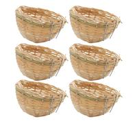 Arrovarp 6 Piece 10x6cm Woven Bird Nest, Pan Woven Wicker Bird Bedding Nesting Cage, Wren Houses For Outside, Hanging Birds Nest House Nesting Accessories For Patio, Porch, Lawn, Garden, Front Door