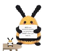 Arrovarp 7x6cm Positive Emotional Crochet Doll With Card - Crochet Bee Doll, Emotional Support Knitting Doll, Handmade Crochet Dolls, Knitted Inspirational Support Doll, Handmade Crochet Bee Doll