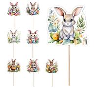 Arrovarp 80 Pieces Bunny Themed Cupcake Picks, 5x4.9cm Colorful Cute Rabbit 8 Styles Picks, Easter Party Cupcake Topper, Bunny Egg Cupcakes Pick Happy Easter Rabbit Theme Party Cake Decorations