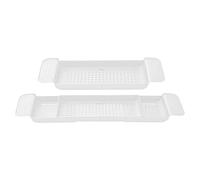Arrovarp Adjustable Bath Tub Organizer, 1 Plas-tic Bath Tray, Over The Tub Storage Tray, Bathtub Tray, White/Black Bath Caddy Bath Rack For Wine, Cup, Soap Dish (55-78cm)