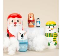 Arrovarp Nesting Dolls - Wooden Christmas Stacking Crafts - Santa Claus Elk Snowman Nested Toys,for Kids Boys Girls Adults Family Party Favor Home Birthday Winter