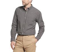 Arrow 1851 Men's Hamilton Poplins Long Sleeve Button Down Plaid Shirt, Black Plaid, XL