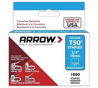 Arrow T50 Stainless Steel Staples Size: 3/8" - 10mm Pack: 1000