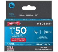 Arrow T50 Stainless Steel Staples Size: 3/8" - 10mm Pack: 1000