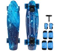 Arrow Board - KMX Classic Skateboard for Boys, Girls, Kids, Students, Complete Mini Cruiser Skateboard for Beginners and Advanced Skaters Penny Board(22 inch galaxy gift set)