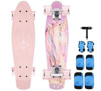 Arrow Board - KMX Classic Skateboard for Boys, Girls, Kids, Students, Complete Mini Cruiser Skateboard for Beginners and Advanced Skaters Penny Board(22 inch unicorn gift set)