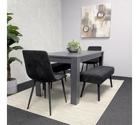Arrow Design Dining Table Set with 2 black Velvet Chairs & 2 black velvet Benches