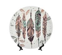 Arrow Feather Dream Ceramic Decorative Plates Bone China Decorative Plate With Display Stand Handmade Ceramic Ornament Personality Porcelain Dinner Plate Crafts For Home Office Wall Decoration 20cm