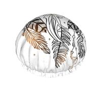 Arrow Feather Dream Printed Double-Layer Shower Cap, Reusable Shower Cap, Suitable For Various Hair Lengths