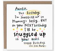 Arrow Gift Co - Auntie Birthday Card from the Bump - Snuggled Up in Mummy’s Belly - Cute & Sentimental Card for Auntie to Be
