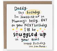 Arrow Gift Co - Daddy Birthday Card from the Bump - Snuggled Up in Mummy’s Belly - Cute & Sentimental Card for Daddy-to-Be - Baby Bump to Daddy