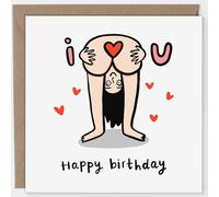 Arrow Gift Co - Funny Rude Birthday Card - I Love You Cheeky Bum Design - Naughty Birthday Card for Partner, Boyfriend, Girlfriend or Spouse