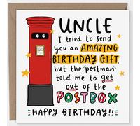 Arrow Gift Co - Funny Uncle Birthday Card - I Tried to Send You an Amazing Gift - Postbox Joke - Humorous Birthday Card for Uncle