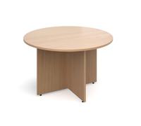 Arrow head leg circular meeting table 1200mm - beech