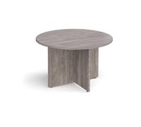 Arrow head leg circular meeting table 1200mm - grey oak