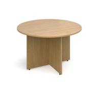 Arrow head leg circular meeting table 1200mm - oak