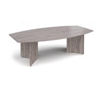 Arrow head leg radial boardroom table 2400mm x 800/1300mm - grey oak