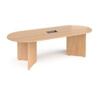 Dams Arrow Head Leg Radial End Boardroom Table 2400mm X 1000mm In Beech with Cen