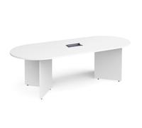 Dams Arrow Head Leg Radial End Boardroom Table 2400mm X 1000mm In White with Cen