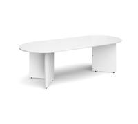 Arrow head leg radial end boardroom table 2400mm x 1000mm - white
