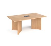 Arrow head leg rectangular boardroom table 1800mm x 1000mm in beech with central cutout and Aero power module