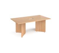 Arrow head leg rectangular boardroom table 1800mm x 1000mm with central cutout 272mm x 132mm - beech