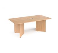 Arrow head leg rectangular boardroom table 2000mm x 1000mm with central cutout 272mm x 132mm - beech