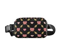 Arrow Heart Pattern Gold Peach Fashion Cute Fanny Pack Waist Bag for Women Men Small Chest Belt Bum Bag with Adjustable Strap for Travel Running Hiking