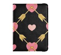 Arrow Heart Pattern Gold Peach Fashion Leather decorative passport holder for travel Travel Documents Organizer Protector Card Holder Passport Case Waterproof, arrow heart pattern gold peach fashion,