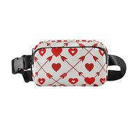 Arrow Heart Pattern Red Stylish Waist Bag Fanny Pack for Women Men Multipurpose Sling Chest Bag with Adjustable Strap for Travel Vacation Running