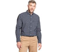 Arrow Men's Big and Tall Hamilton Poplins Long Sleeve Button Down Plaid Shirt, Deep Navy Blazer, XL