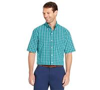 Arrow Men's Big and Tall Hamilton Poplins Short Sleeve Button Down Plaid Shirt, Quetzel Green, XXXL