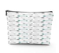 Arrow Print,Makeup Bags Travel Makeup Bag,Retro Arrow Pattern Line Art,for Women Large Cosmetic Bag Linen Makeup Organizer Toiletry Bags Purse Pouch,Grey,7x9in