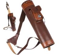 Arrow Quiver Holder Traditional Leather Quiver Adjustable Strap Pocket Archery Shoulder Back Quiver Archery Quiver for Hunting & Target Practicing