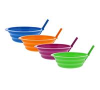Arrow Sip-A-Bowl 4-Pack Set, Built-In Straw - 22-Ounce Reusable Bowls Stop Liquid Spills: Cereal Milk, Ice Cream - Makes Breakfast/Snack Time Easy - Dishwasher Safe - Blue, Pink, Green, and Orange