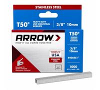 Arrow T50 Stainless Steel Staples Size: 3/8" - 10mm Pack: 1000