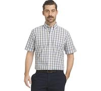 ARROW USA 1851 Men's Hamilton Poplins Short Sleeve Button Down Plaid Shirt, Rich Skyway, XL