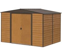 Arrow Woodvale 10X12 Ft Apex Coffee Metal 2 Door Shed With Floor
