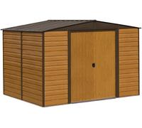 Arrow Woodvale 10X6 Ft Apex Coffee Metal 2 Door Shed With Floor - Assembly Service Included